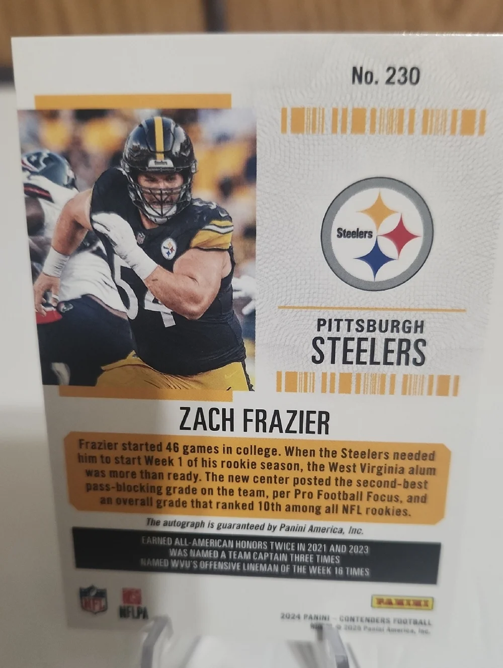 2024 Contenders Zach Frazier Rookie Ticket Green Auto (RC) Steelers #230 SP